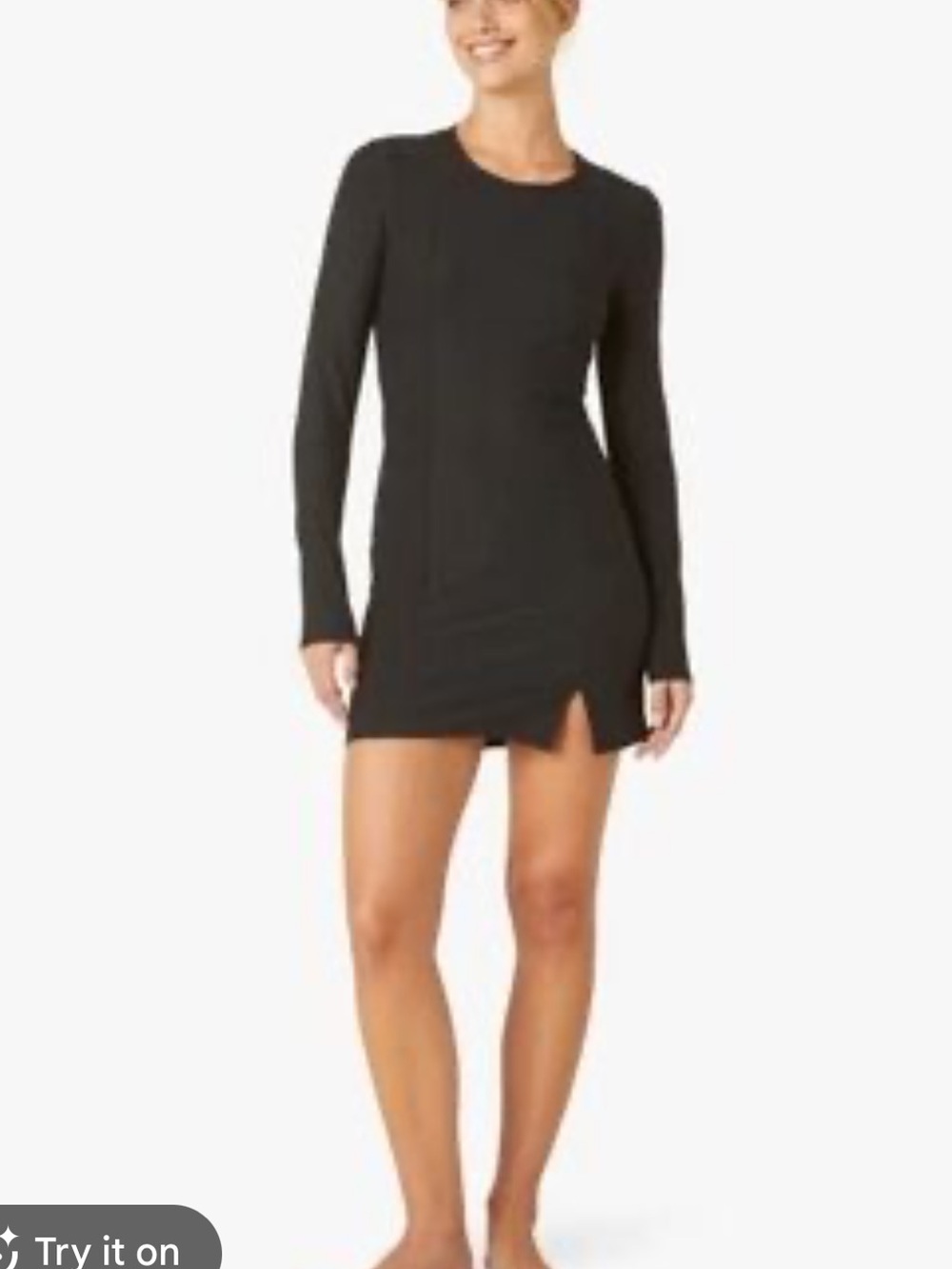 Beyond Yoga | Black/Gray Day to Night Mini Dress | Front Slit | size M